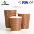 Ultrasonic pe disposable ripple double wall eco coffee paper cups with lids manufacturer